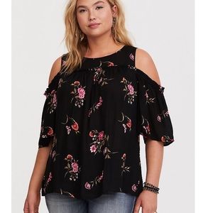 Torrid floral cold shoulder top size 2